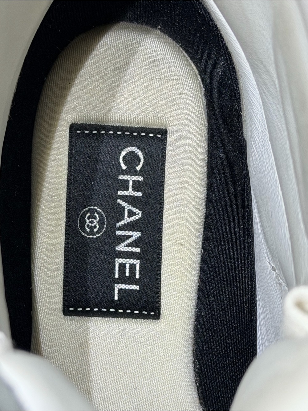 Chanel 18P Blue White Grey CC Logo High Top Trainer Sneakers Women Size US SZ 7 - Picture 6 of 13